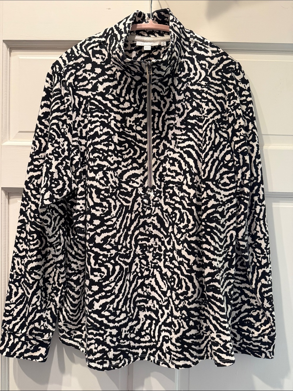 Chico's Black and White Abstract Zebra Print Pullover